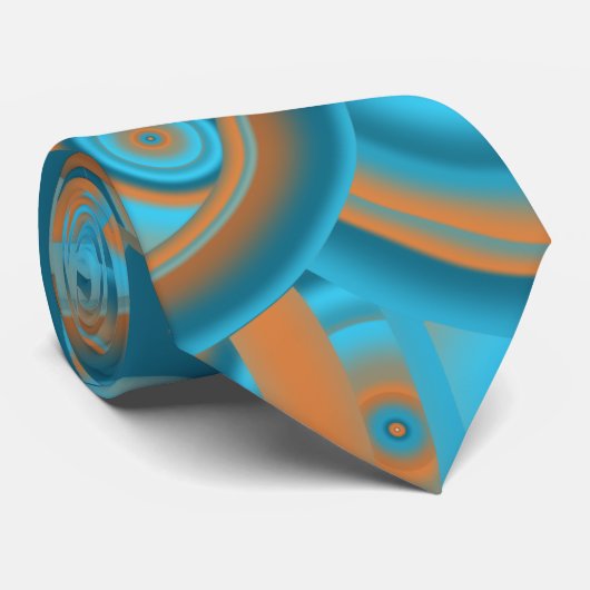 同心円グラデーションオレンジラストターコイズ ネクタイ (ロール)