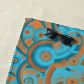 同心円グラデーションオレンジラストターコイズ ビーチタオル (インサイチュ)