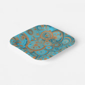 同心円グラデーションオレンジラストターコイズ ペーパープレート (傾斜あり)