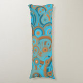 同心円グラデーションオレンジラストターコイズ ボディピロー (正面縦)