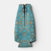 同心円グラデーションオレンジラストターコイズ ボトルクーラー (裏面)