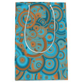 同心円グラデーションオレンジラストターコイズ ミディアムペーパーバッグ (正面)