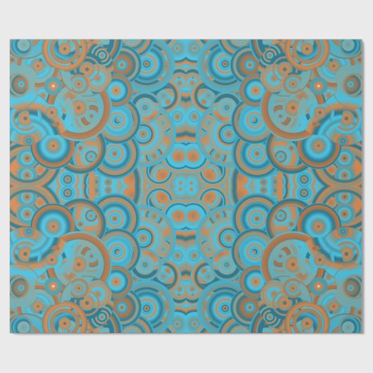 同心円グラデーションオレンジラストターコイズ ラッピングペーパー (フラット)