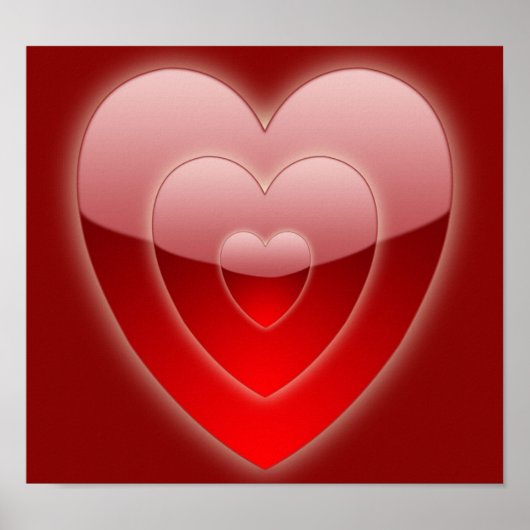 同心円ハートキャンバス印刷 ポスター (正面)