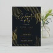同心円モダンアーチの卒業パーティーの脚本 箔招待状 (立ち正面)