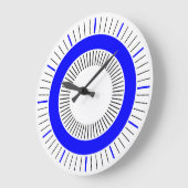 同心円レイ – 無地の青 ラージ壁時計 (傾斜)