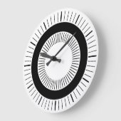 同心円レイ – 無地の黒 ラージ壁時計 (傾斜)