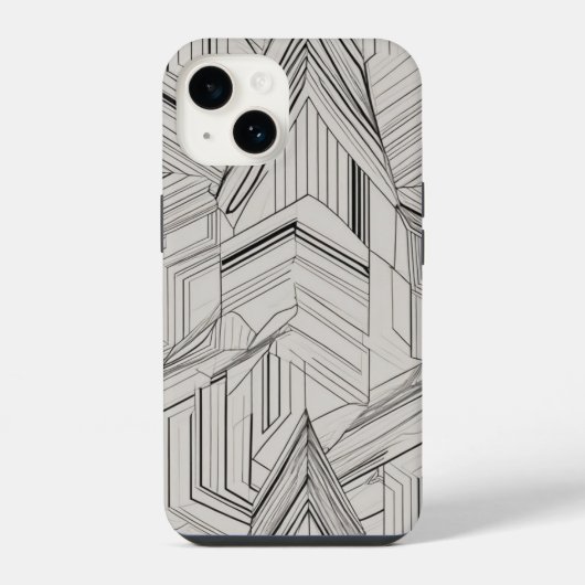 同心円三角形のラインアート iPhoneケース (裏面)