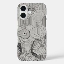 同心円六角形ラインアート