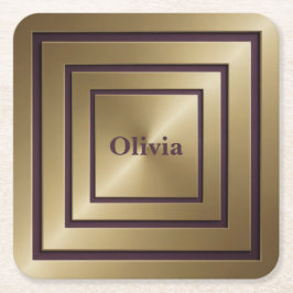 同心円正方形モノグラムコースターセット スクエアペーパーコースター