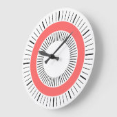 同心円状の光線 – 熱帯ピンク ラージ壁時計 (傾斜)