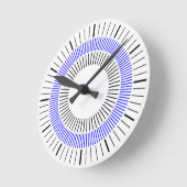 同心円状の放射線 – 青 ラウンド壁時計 (傾斜)