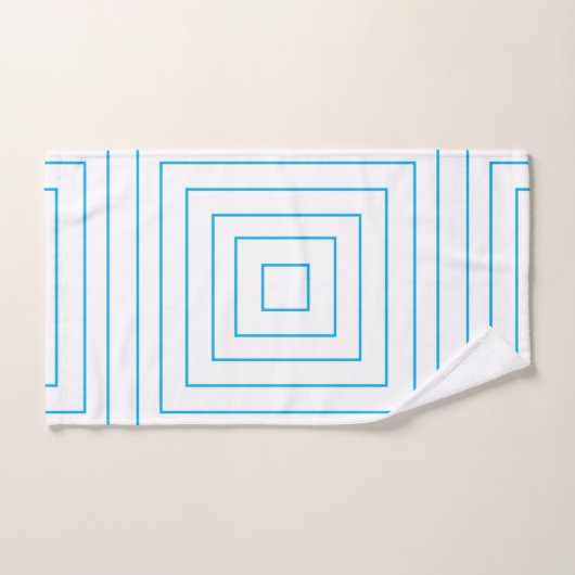 同心円状の青い幾何学模様 バスタオルセット (ハンドタオル)