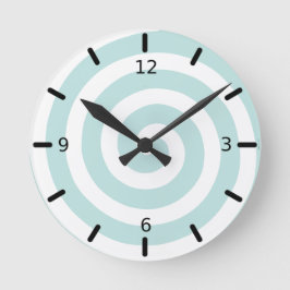 同心円状スパイラルティール（緑がかった色）と白 ラウンド壁時計
