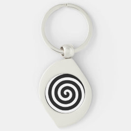 同心円状スパイラル（白黒） キーホルダー