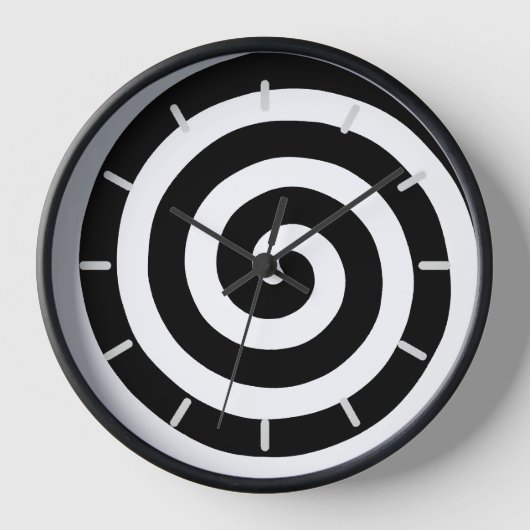 同心円状スパイラルin白黒ラウンドクロック 壁時計 (正面)