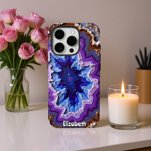 同心円紫色の瑪瑙スライスの中心 Case-Mate iPhoneケース