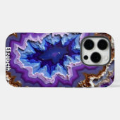 同心円紫色の瑪瑙スライスの中心 Case-Mate iPhoneケース (裏面 (横))