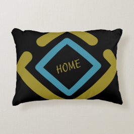 同心円金ゴールドおよびターコイズ幾何形状 アクセントクッション