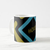 同心円金ゴールドおよびターコイズ幾何形状 コーヒーマグカップ (正面左)