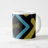 同心円金ゴールドおよびターコイズ幾何形状 ジャンボコーヒーマグカップ (正面右)