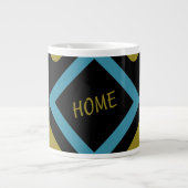 同心円金ゴールドおよびターコイズ幾何形状 ジャンボコーヒーマグカップ (正面)