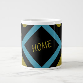 同心円金ゴールドおよびターコイズ幾何形状 ジャンボコーヒーマグカップ