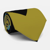 同心円金ゴールドおよびターコイズ幾何形状 ネクタイ (ロール)