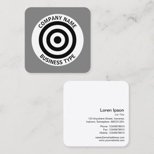 同心円 – グレー#7F7F7F スクエア名刺 (正面/裏面)