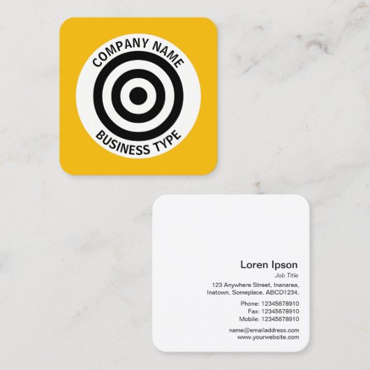 同心円 – 黄色#F8BC08 スクエア名刺 (正面/裏面)