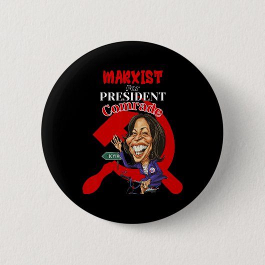 同志カマラハリス大統領おもしろいの為 缶バッジ (正面)