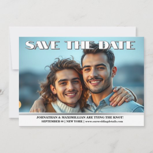 同性カップルの婚約写真 ウェディングアナウンス ゲイ 招待状 (正面)