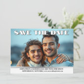 同性カップルの婚約写真 ウェディングアナウンス ゲイ 招待状 (スタンド正面)