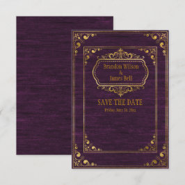 同性カップル　パープル　バーンダウン　ゴールドフレーム　ウェディング セーブザデート