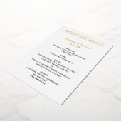 同性婚のウェディングメニュー 白地と本物の金 箔招待状 (回転した状態)