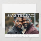 同性婚の写真でおめでとうの日付を保存 カップル 結婚式 編集可能 招待状 (正面/裏面)