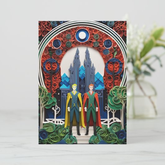 同性婚の出欠確認 招待状 (スタンド正面)