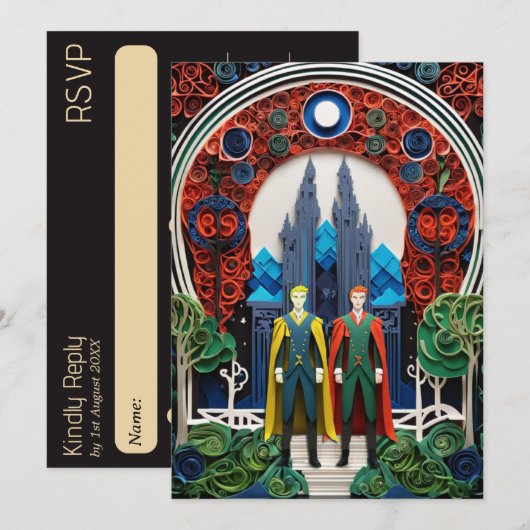 同性婚の出欠確認 招待状 (正面/裏面)