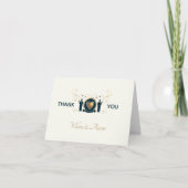 同性婚の感謝を伝えるカード　ブルーとクリーム色のLGBTQ ウェディング サンキューカード (正面)