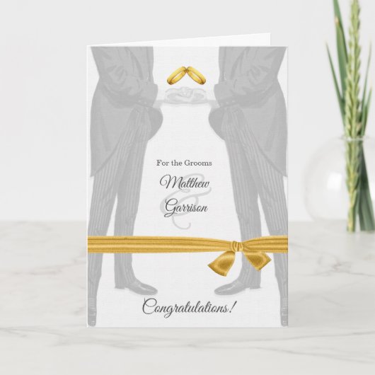 同性婚の結婚式おめでとう　ふたりの新郎　ヴィンテージ カード (正面)