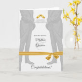 同性婚の結婚式おめでとう　ふたりの新郎　ヴィンテージ カード (黄色い花)