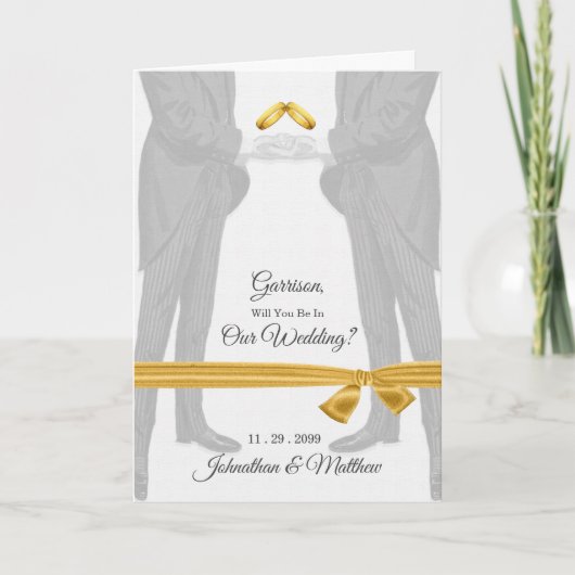 同性婚の結婚式場が2人の新郎にゲイの介添え人をお願いする 招待状 (正面)