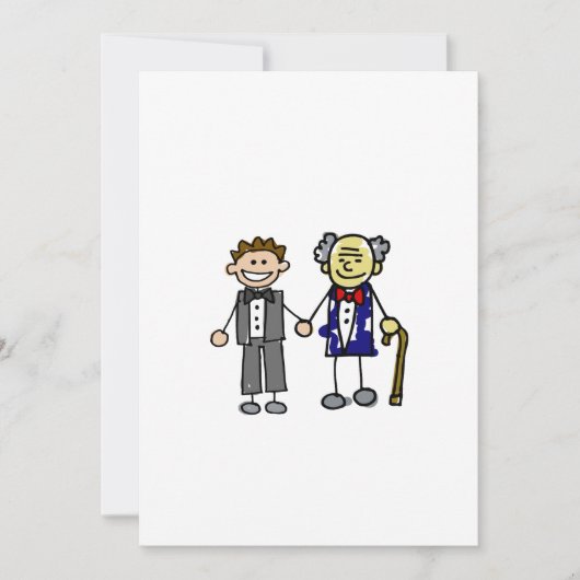 同性婚の若いまたは年配の白人またはアジア人のゲイの新郎 招待状 (正面)