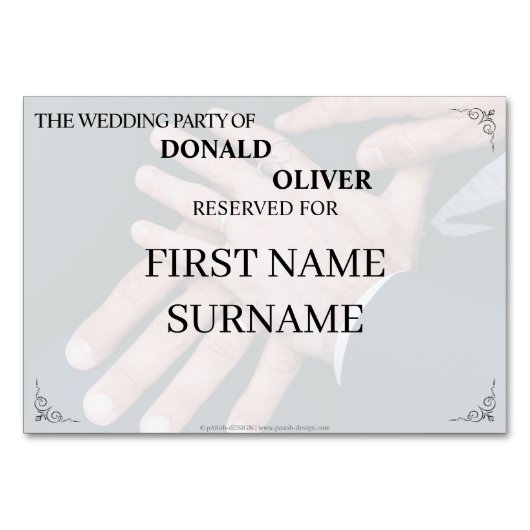 同性婚カップルの指輪をした手 テーブルナンバー (正面)