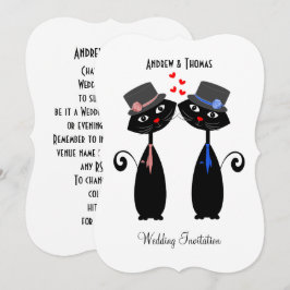 同性婚クールな猫の新郎 ウェディング招待状 招待状