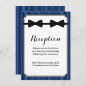 同性婚 ウェディング ダブル ボウタイ ネイビーブルー 披露宴 エンクロージャーカード (正面/裏面)