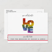 同性婚 ウェディング ラブ セーブ・ザ・デート ポストカード (正面/裏面)