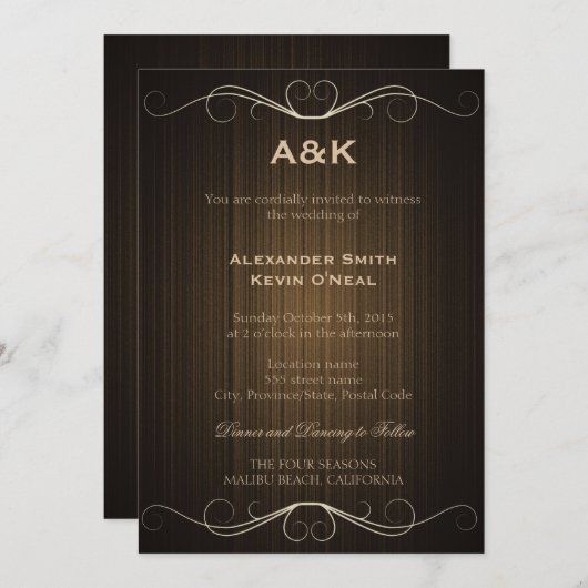 同性婚 カントリーウェディング 二人の新郎  招待状 (正面/裏面)