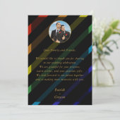 同性婚 ゲイカップル 優雅なレインボー フォト サンキューカード (スタンド正面)