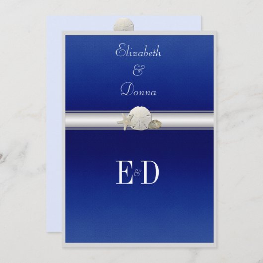 同性婚・レズビアン ウェディング招待状 ヒトデ サンド・ドル 招待状 (正面/裏面)